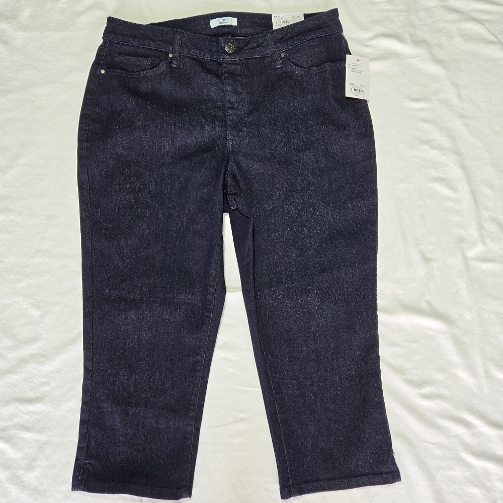 Croft & Barrow capri mid rise denim jeans women's size 14A classic stretch NWT